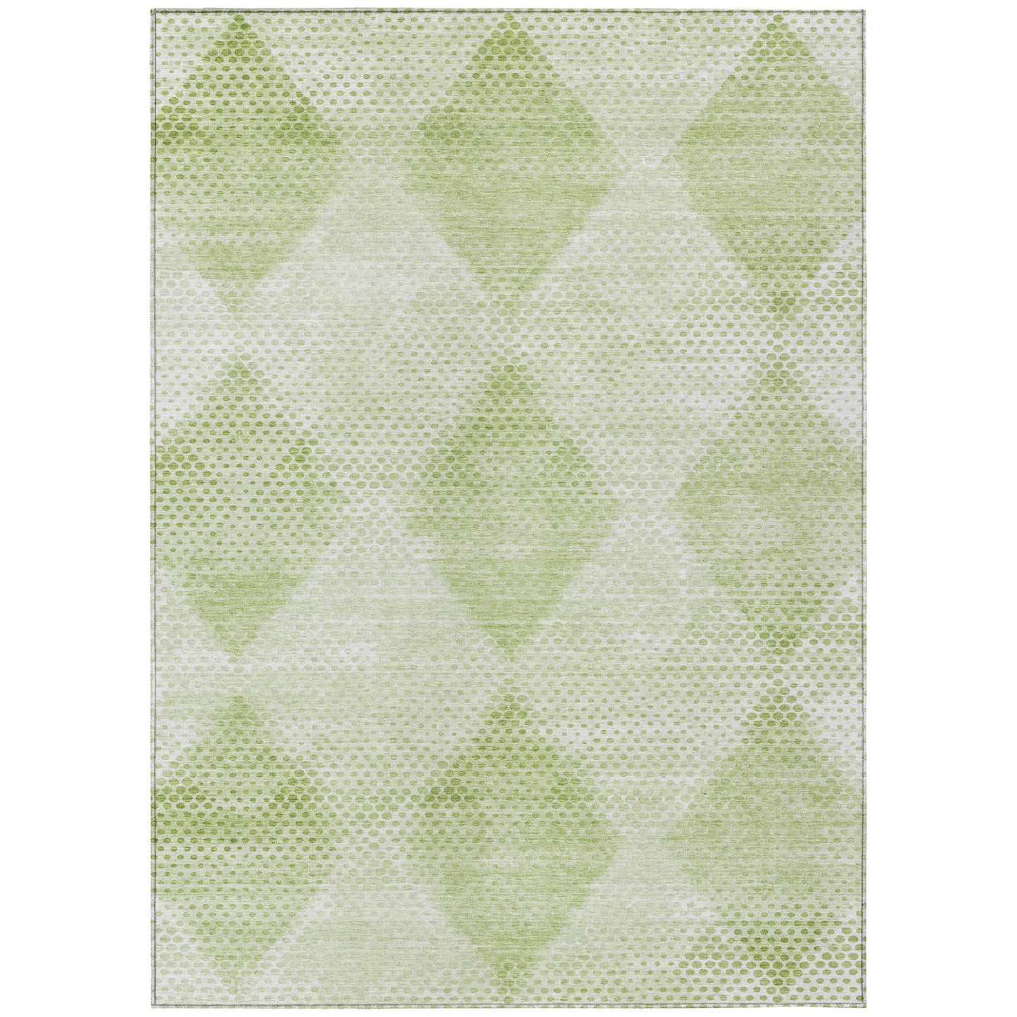 8' X 10' Mint Green Geometric Washable Non Skid Indoor Outdoor Area Rug