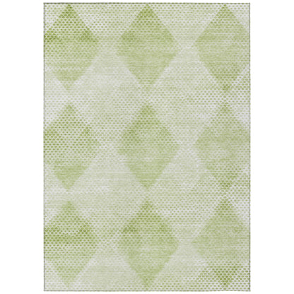 8' X 10' Mint Green Geometric Washable Non Skid Indoor Outdoor Area Rug