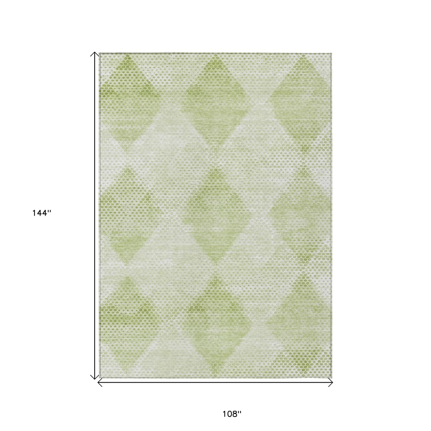 9' X 12' Mint Green Geometric Washable Non Skid Indoor Outdoor Area Rug