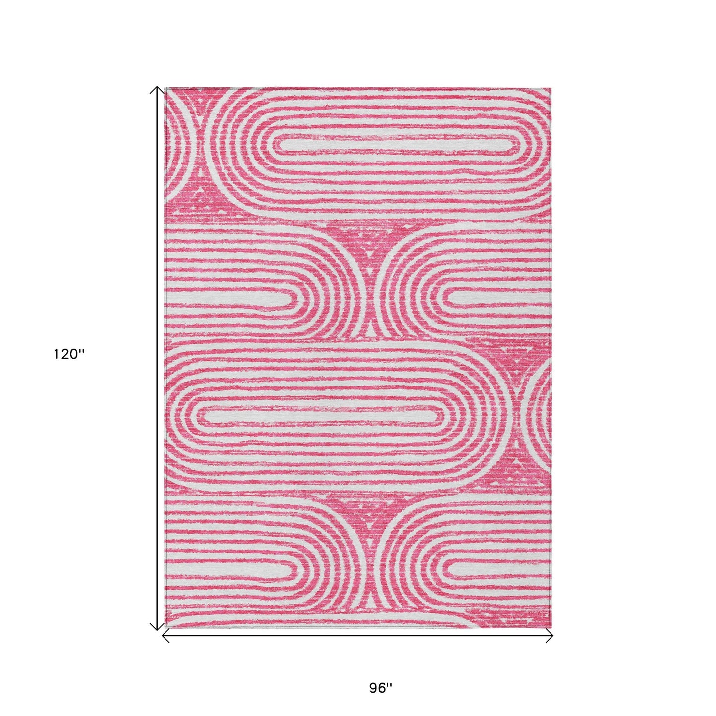 8' X 10' Blush Abstract Washable Non Skid Indoor Outdoor Area Rug