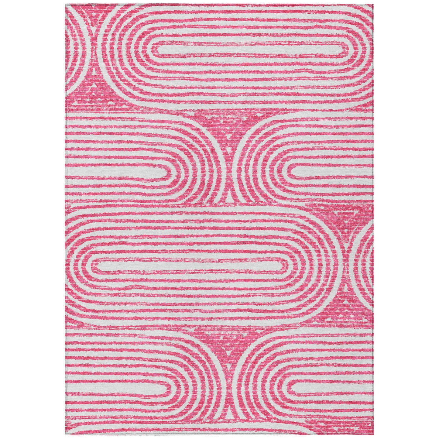 8' X 10' Blush Abstract Washable Non Skid Indoor Outdoor Area Rug