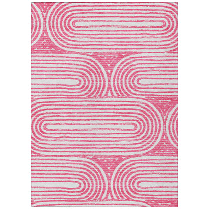 8' X 10' Blush Abstract Washable Non Skid Indoor Outdoor Area Rug