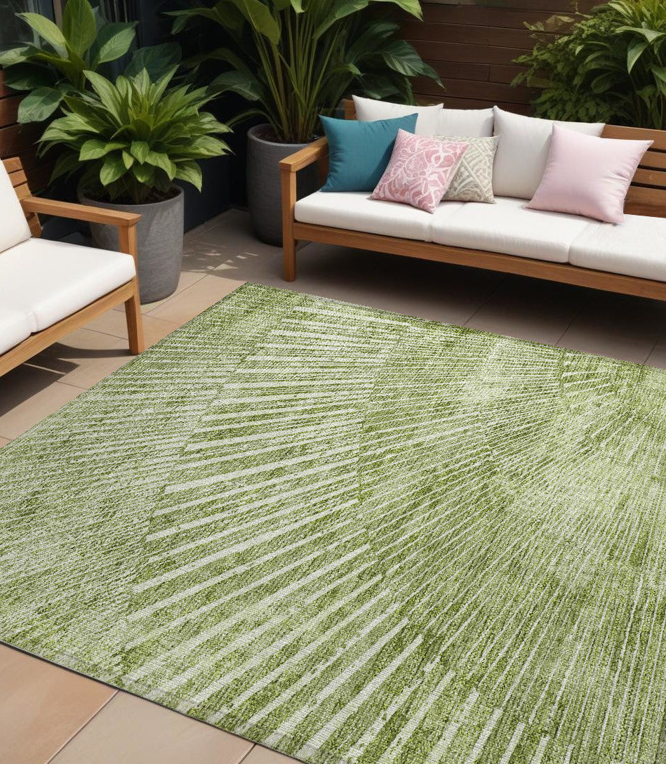 8' X 10' Sage Abstract Washable Non Skid Indoor Outdoor Area Rug