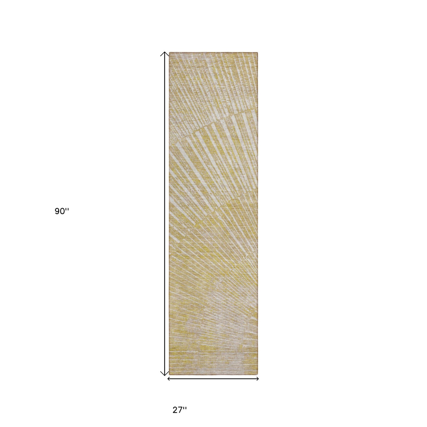 8' Runner Wheat Abstract Washable Non Skid Indoor Outdoor Runner Rug