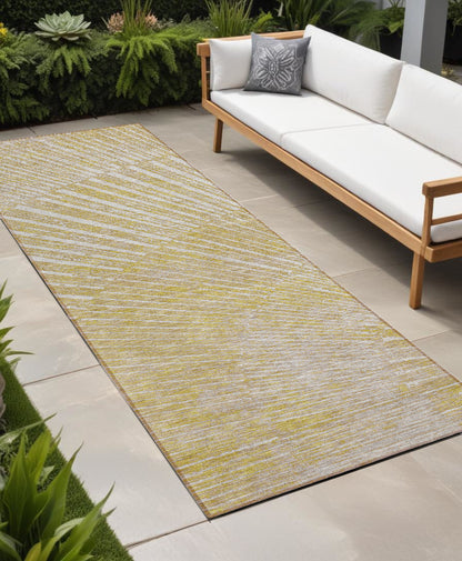 8' Runner Wheat Abstract Washable Non Skid Indoor Outdoor Runner Rug