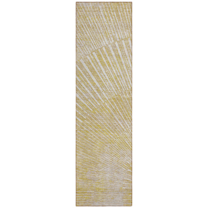 8' Runner Wheat Abstract Washable Non Skid Indoor Outdoor Runner Rug