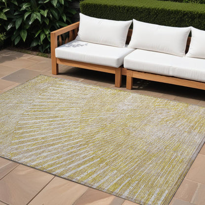 8' X 10' Wheat Abstract Washable Non Skid Indoor Outdoor Area Rug