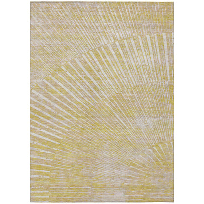 8' X 10' Wheat Abstract Washable Non Skid Indoor Outdoor Area Rug