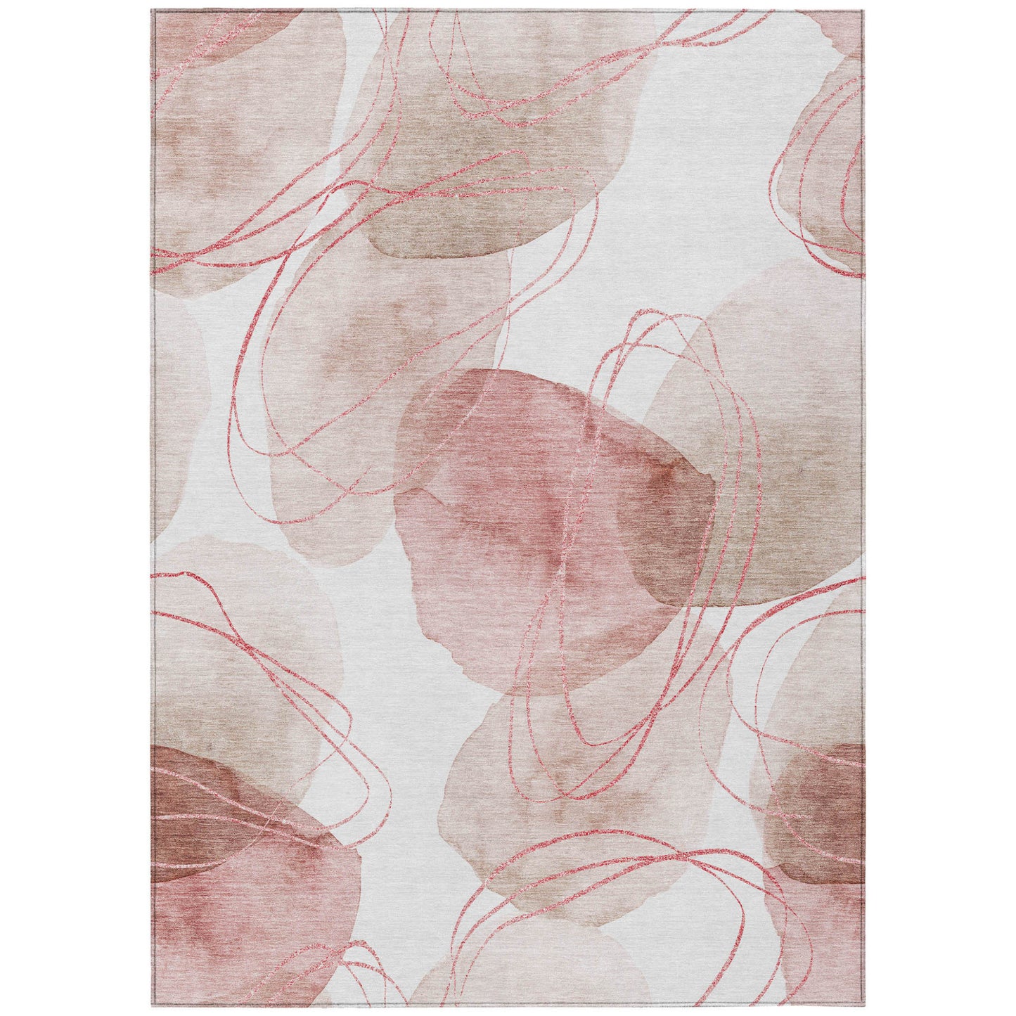 8' X 10' Merlot and Ivory Abstract Washable Non Skid Indoor Outdoor Area Rug