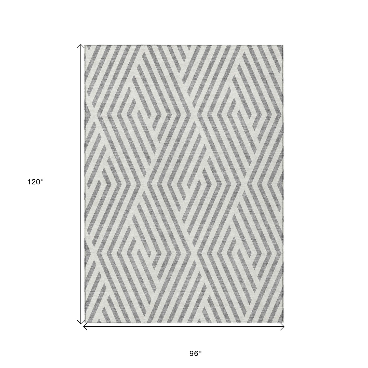 8' X 10' Gray and Ivory Geometric Washable Non Skid Indoor Outdoor Area Rug