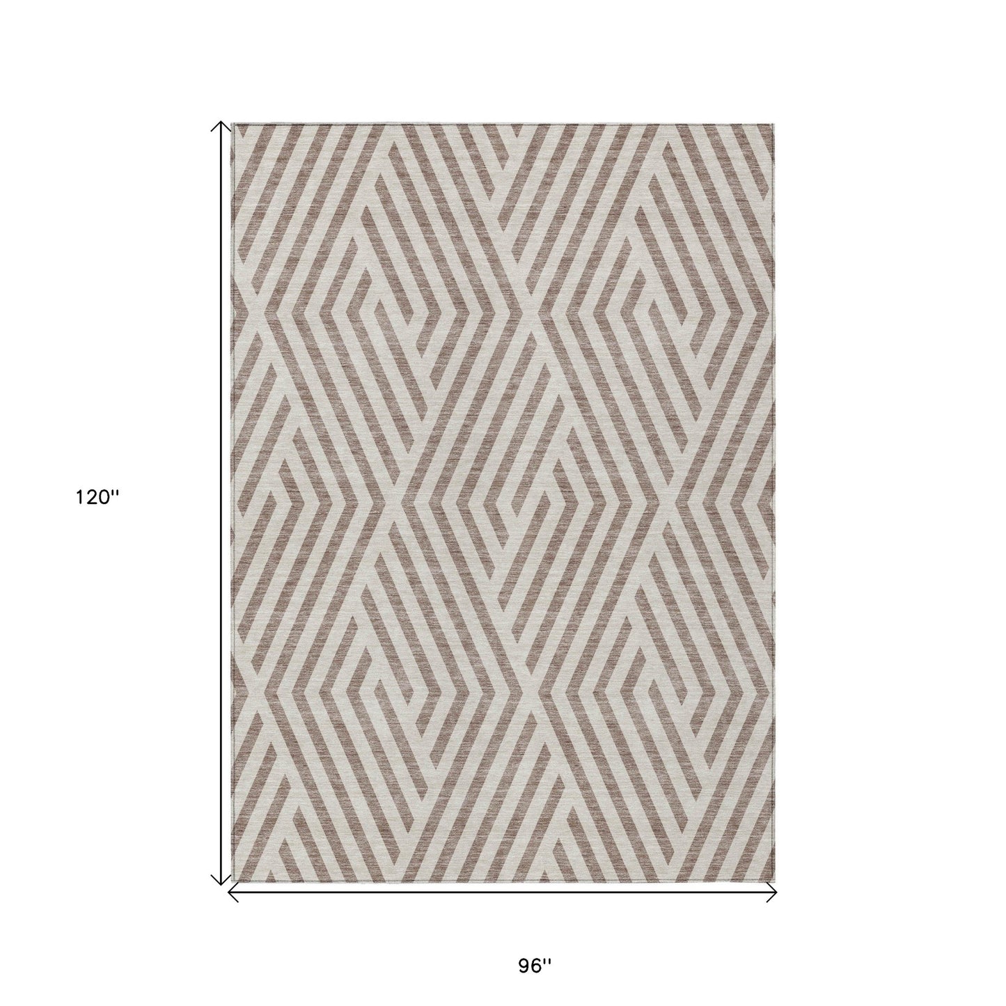 8' X 10' Taupe and Ivory Geometric Washable Non Skid Indoor Outdoor Area Rug