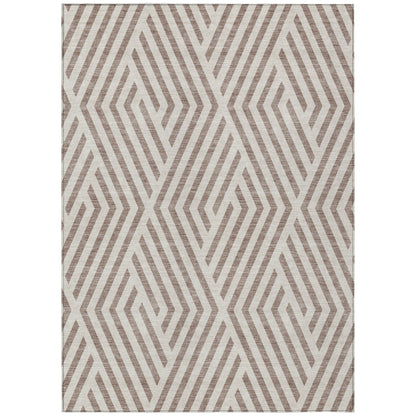 8' X 10' Taupe and Ivory Geometric Washable Non Skid Indoor Outdoor Area Rug