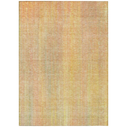 8' X 10' Yellow and Orange Striped Washable Non Skid Indoor Outdoor Area Rug