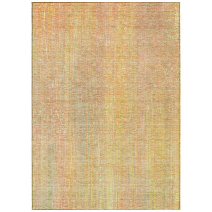 9' X 12' Yellow and Orange Striped Washable Non Skid Indoor Outdoor Area Rug