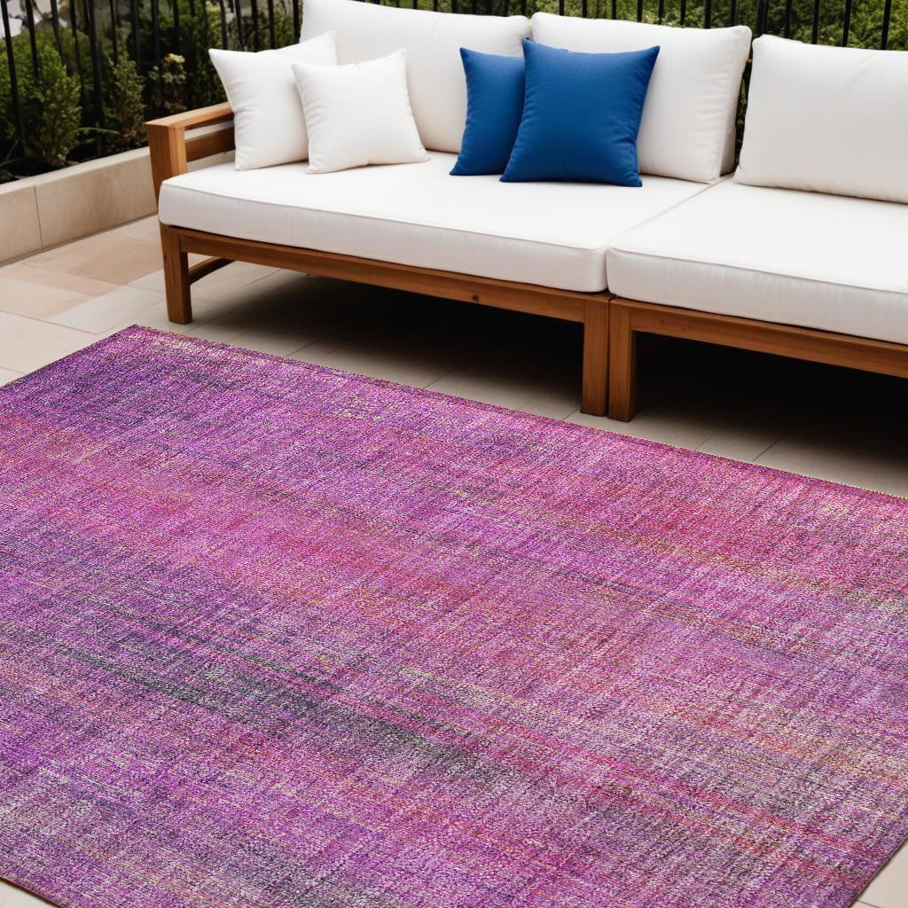 8' X 10' Lilac Striped Washable Non Skid Indoor Outdoor Area Rug