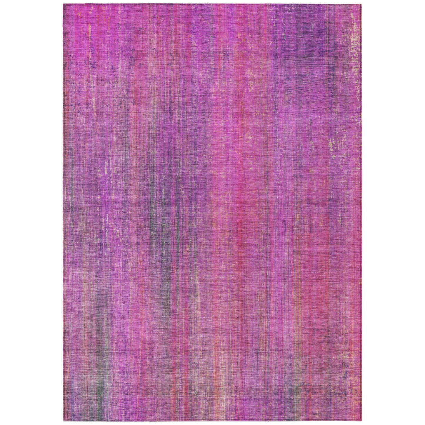 8' X 10' Lilac Striped Washable Non Skid Indoor Outdoor Area Rug