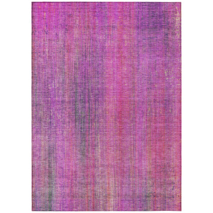 8' X 10' Lilac Striped Washable Non Skid Indoor Outdoor Area Rug