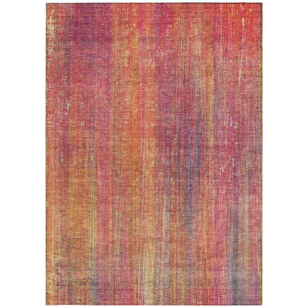 9' X 12' Red and Orange Striped Washable Non Skid Indoor Outdoor Area Rug — view 20