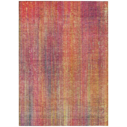 9' X 12' Red and Orange Striped Washable Non Skid Indoor Outdoor Area Rug HomeRoots