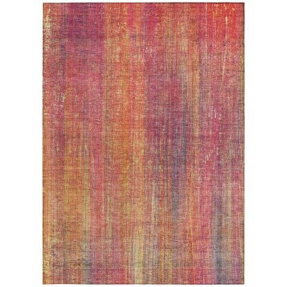 9' X 12' Red and Orange Striped Washable Non Skid Indoor Outdoor Area Rug HomeRoots