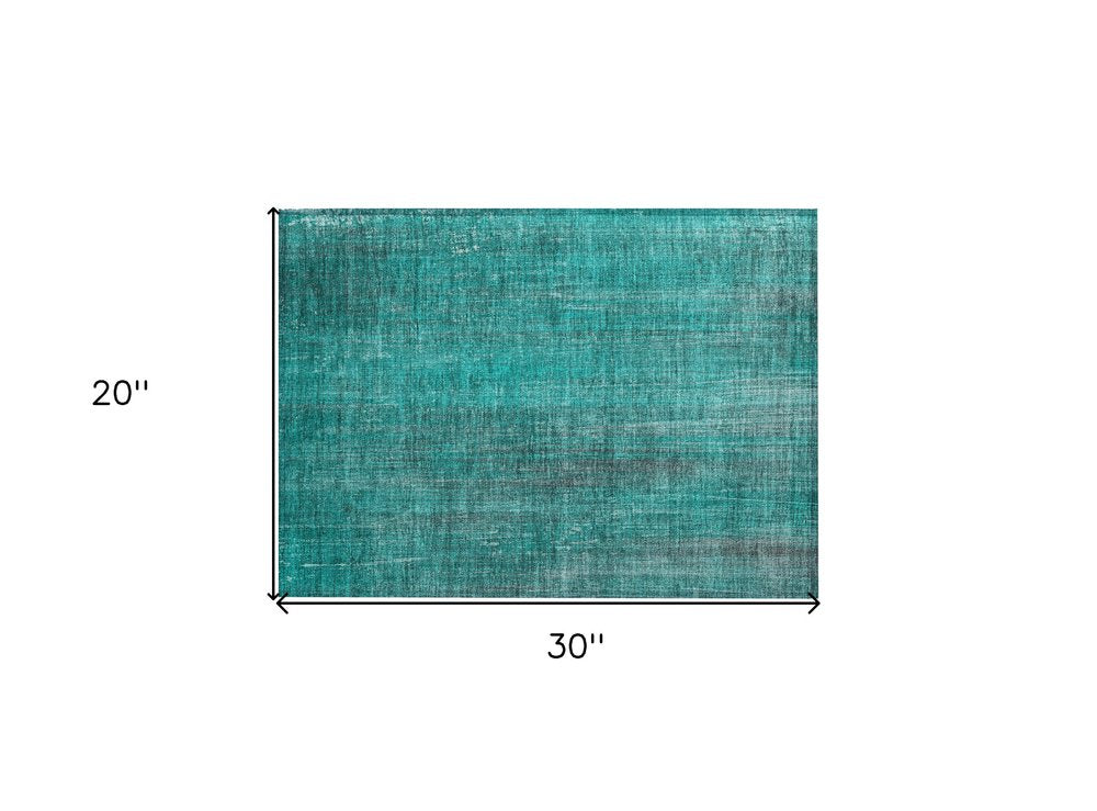 3' X 5' Teal Striped Washable Non Skid Indoor Outdoor Area Rug — view 9