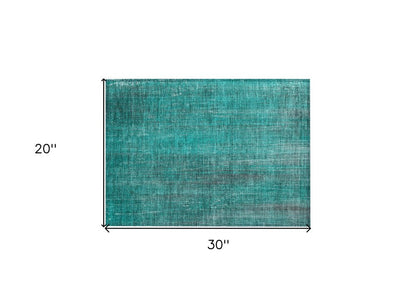 3' X 5' Teal Striped Washable Non Skid Indoor Outdoor Area Rug HomeRoots