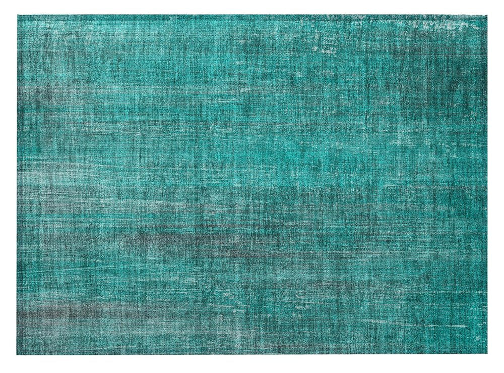 3' X 5' Teal Striped Washable Non Skid Indoor Outdoor Area Rug HomeRoots