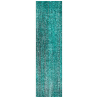 8' Runner Teal Striped Washable Non Skid Indoor Outdoor Runner Rug HomeRoots