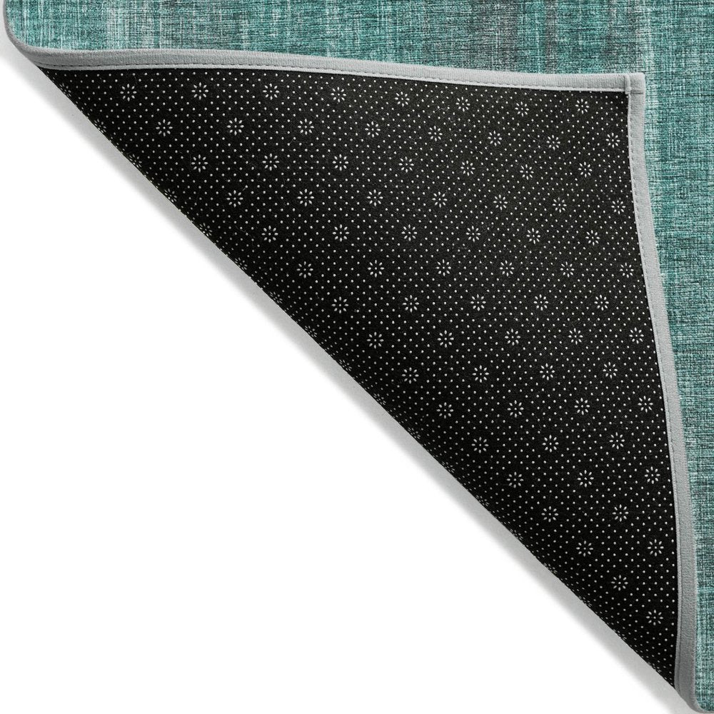 8' Runner Teal Striped Washable Non Skid Indoor Outdoor Runner Rug — view 2
