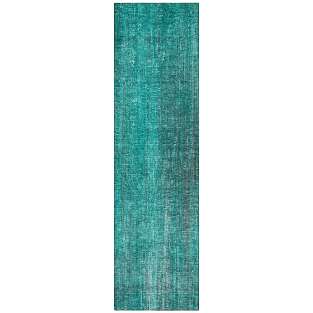 8' Runner Teal Striped Washable Non Skid Indoor Outdoor Runner Rug — view 6