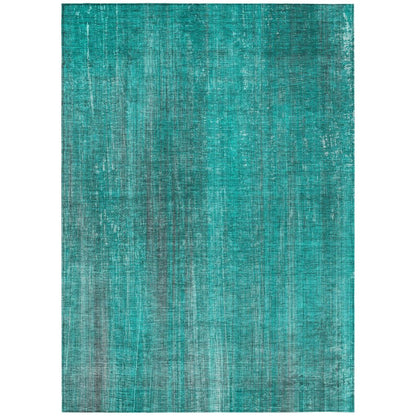 3' X 5' Teal Striped Washable Non Skid Indoor Outdoor Area Rug HomeRoots