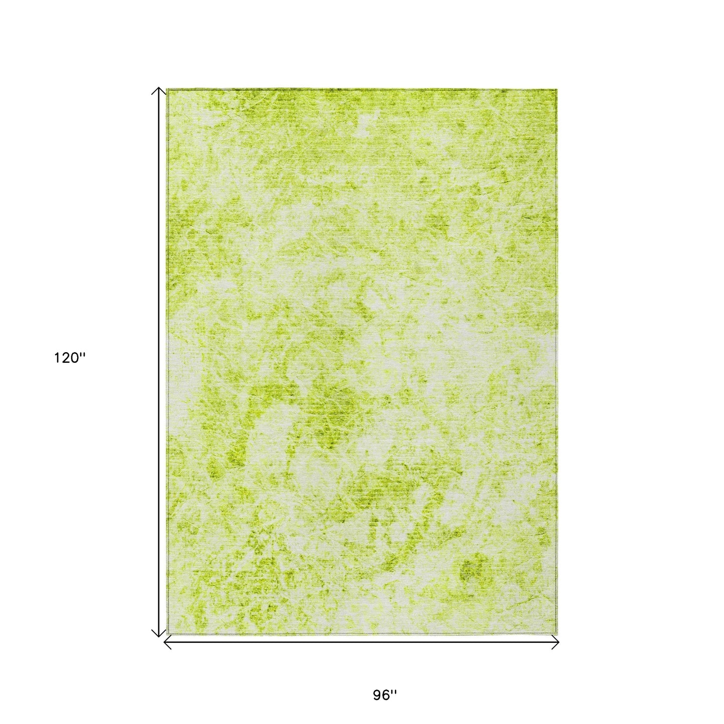 8' X 10' Lime Green Abstract Washable Non Skid Indoor Outdoor Area Rug