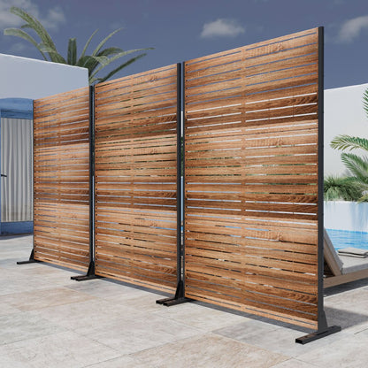 72" Natural Steel Three Panel Screen Room Divider HomeRoots