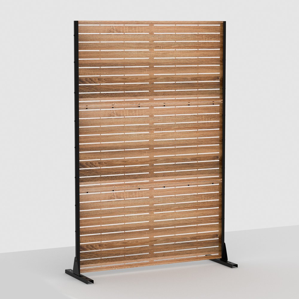72" Natural Steel Three Panel Screen Room Divider HomeRoots