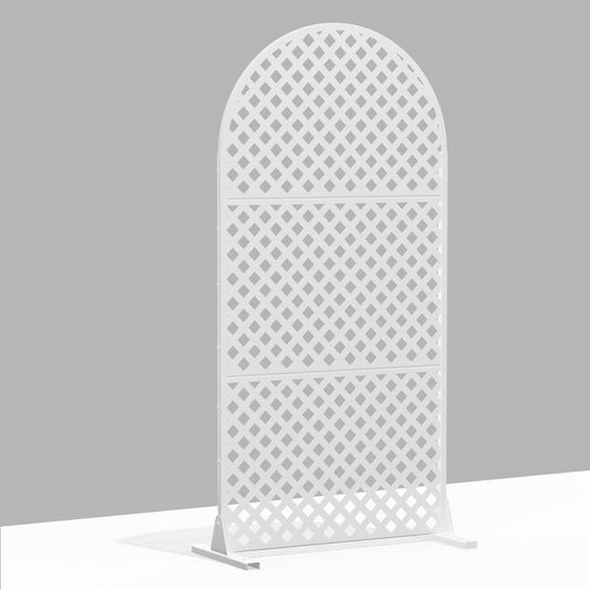 40" White Steel Three Panel Outdoor Privacy Screen