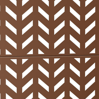 72" Brown Steel Three Panel Screen Room Divider HomeRoots