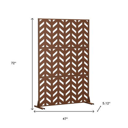 72" Brown Steel Three Panel Screen Room Divider HomeRoots