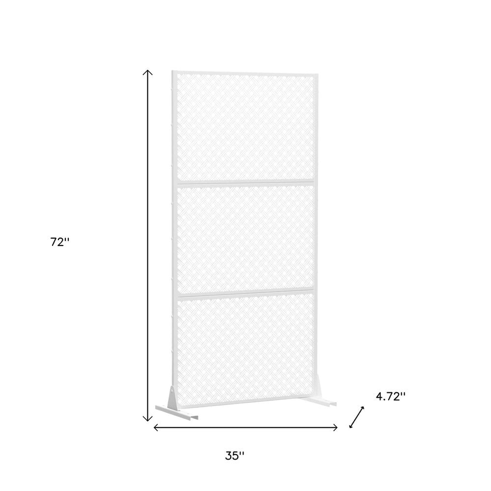 72" White Steel Three Panel Screen Room Divider HomeRoots