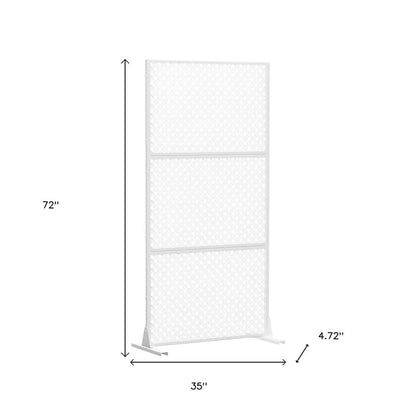 72" White Steel Three Panel Screen Room Divider HomeRoots