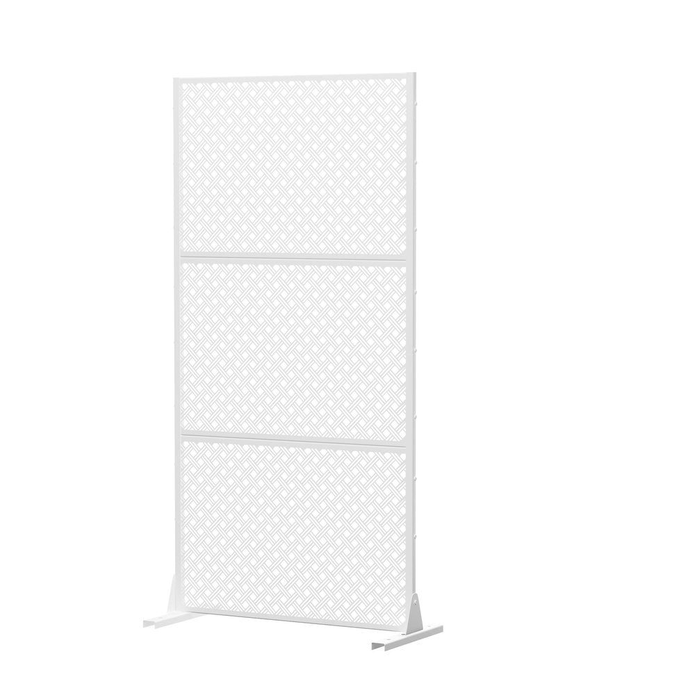 72" White Steel Three Panel Screen Room Divider HomeRoots
