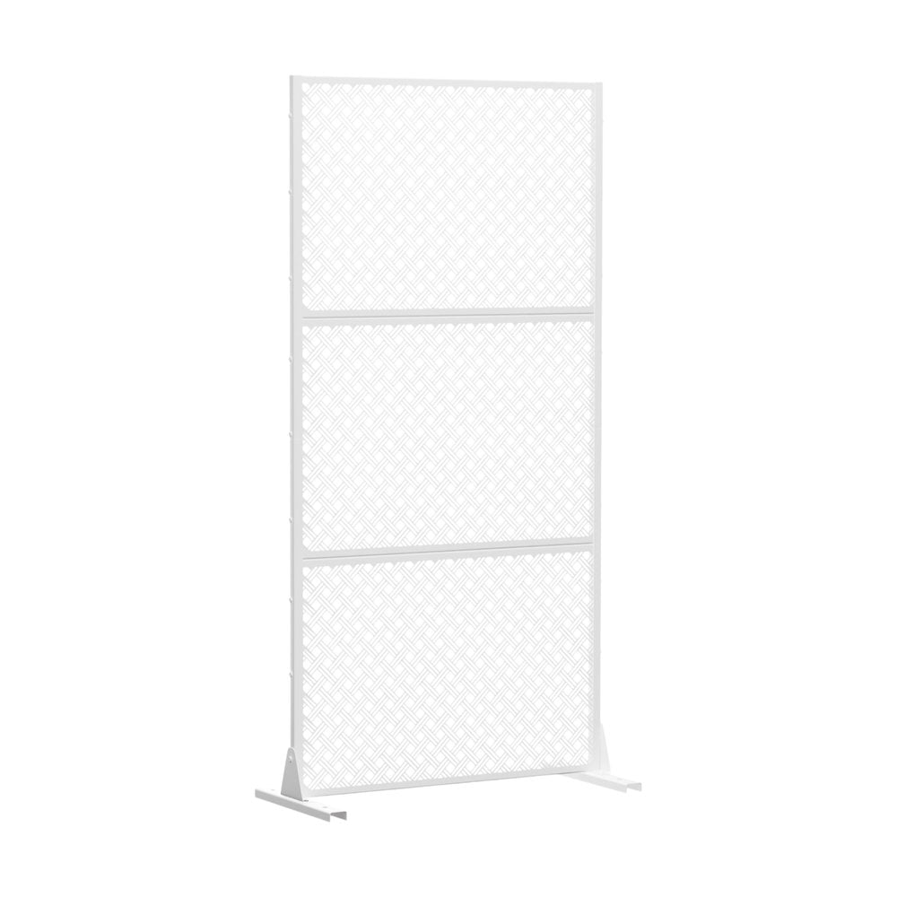 72" White Steel Three Panel Screen Room Divider HomeRoots