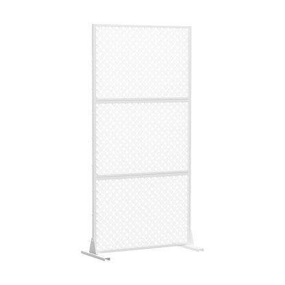 72" White Steel Three Panel Screen Room Divider HomeRoots