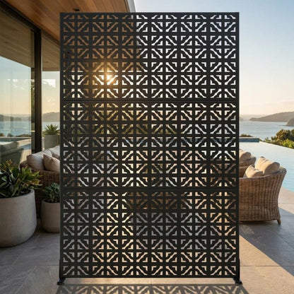 52" Black Steel Outdoor Privacy Screen HomeRoots