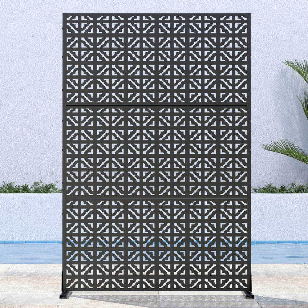 52" Black Steel Outdoor Privacy Screen HomeRoots