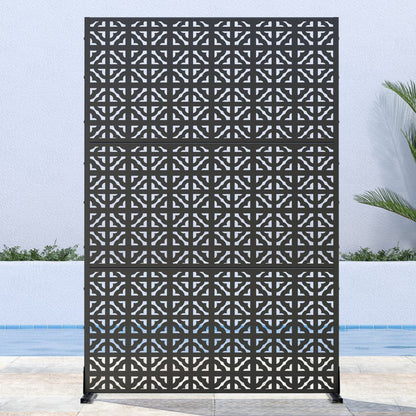 52" Black Steel Outdoor Privacy Screen