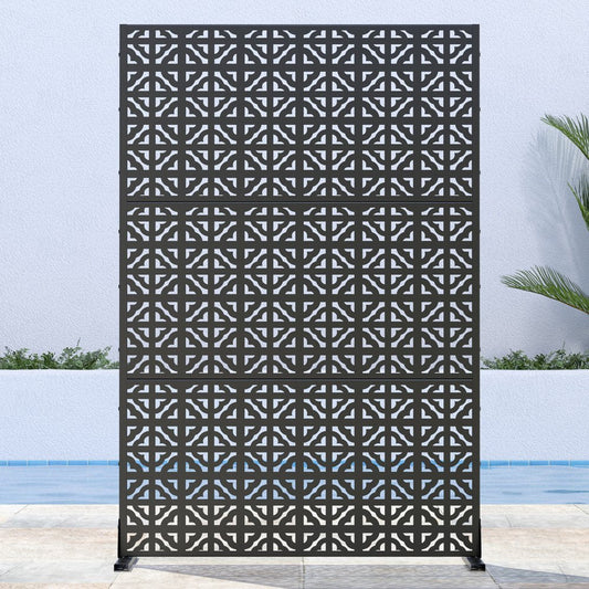 52" Black Steel Outdoor Privacy Screen