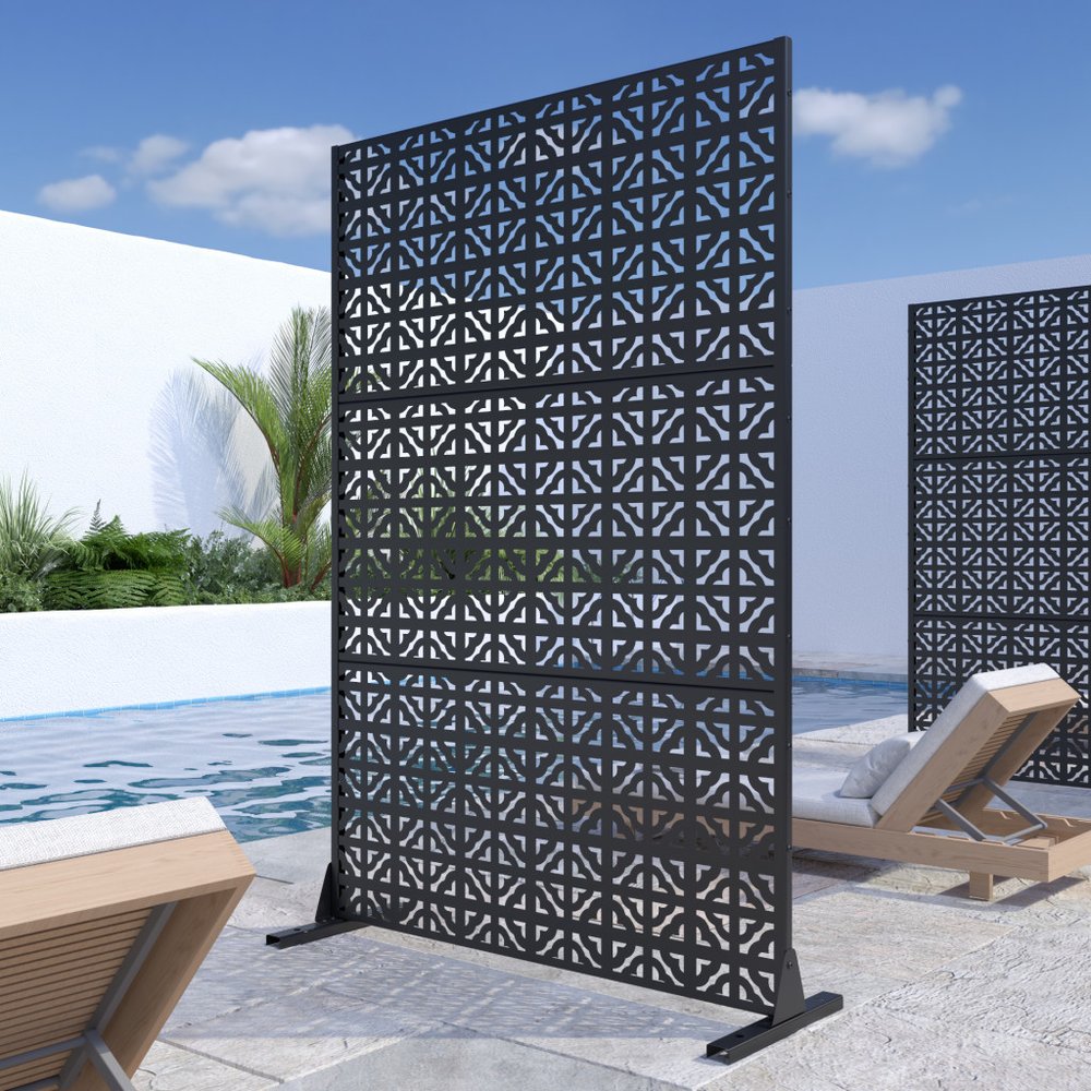 52" Black Steel Outdoor Privacy Screen — view 5