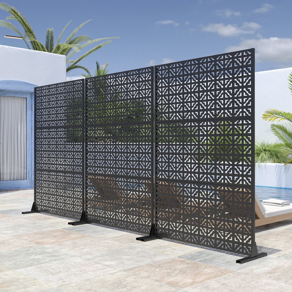 52" Black Steel Outdoor Privacy Screen — view 3