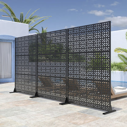 52" Black Steel Outdoor Privacy Screen