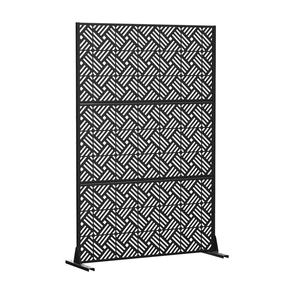 72" Black Steel Three Panel Screen Room Divider HomeRoots